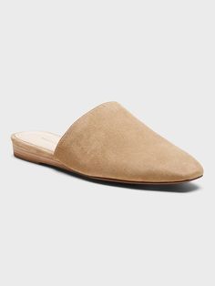 Suede Mini-Wedge Mule | Banana Republic Insole Design, Wedge Mules, Suede Mules, Flat Mules, Slipper Sandals, Slipper Boots, Suede Shoes, Curator Style, Mules Shoes