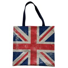 This tote bag is made with a lovely distressed Union Jack on the front and backed with a heavy duty navy blue twill fabric, same as the straps. It is then lined with a lovely vibrant red cotton. The straps are long enough to either sling over your shoulder or simply hold in your hand without dragging on the floor. The On The Floor, Twill Fabric, The Floor, Vibrant Red, Close Up