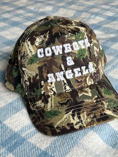 One of my favorite songs... loved designing this camo hat, with the white puff embroidery this is a super high quality Otto hat, velcro back strap and a deep fit on the head. This is most definitely one of my new favorites. Cowboys And Angels, Puff Embroidery, Acid Bath, Camo Hat, Short Dress White, Camo Hats, Country Girl, The Head, Love Design