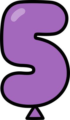 the letter s is purple and black with a white outline on it's side