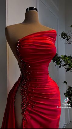 Fest Outfits, Strapless Prom Dress, Red Pearl, Glamour Dress