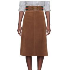 Gucci Fw20-21 New With Tags Camel Suede Skirt- Impossible To Find New. Designer Fall Skirt For Workwear, Designer Skirt For Workwear In Fall, Suede Midi Skirt, Gucci Skirt, Gucci Dresses, Long Midi Skirt, Long Midi, Gucci Horsebit, Suede Skirt