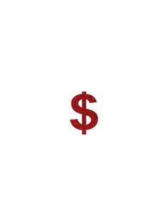 a red dollar sign on a white background