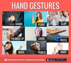 a poster with words that say hand gestures