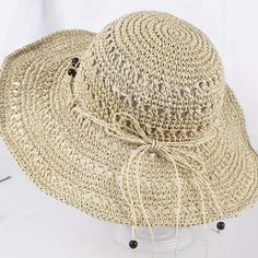 Straw Sun Hat Wide Brim Hollow Hand-Knitted And Packable Nwt Hippie Accessories, Straw Sun Hat, Sun Hat, Wide Brimmed, Sun Hats, Hand Knitting, Straw, Women Accessories, Sun