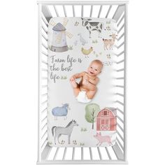 Farm Animals Sweet Jojo Designs Photo Op crib sheets are designed create a picture perfect background for your little one. Using lightweight and durable material, this crib mattress sheet is made with soft fabrics for a secure fit on most standard crib size. Capture picture perfect moments when you place your baby at the center of these special sheets, which were intentionally designed for use as a backdrop during your shot. Pair your crib baby sheet with your favorite Sweet Jojo Designs collect Farm Nursery Theme Boys, Farm Nursery Boy, Farm Nursery Theme, Cow Nursery, Watercolor Farm, Farm Animal Nursery, Farm Nursery, Farm Baby, Toddler Mattress