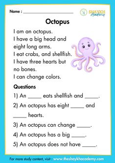 an octopus worksheet with the words octopus in english and spanish, which are also for