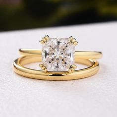 an engagement ring with a princess cut diamond