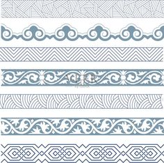 a set of decorative borders and dividers in the style of art period, line