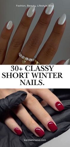 30+ Classy Short Winter Nails. White nails and glossy nails for skinny fingers. Short winter nails can still be glamorous. This collection includes minimalist white designs, festive red tones, and neutral shades perfect for winter. Stay classy and stylish with these stunning short nail ideas.