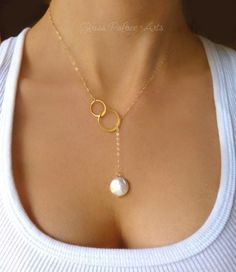 Freshwater Pearl Lariat Necklace, Y Pearl Necklace Pendant Claspless, Simple Elegant Bridal Wedding Jewelry, Bridesmaid Jewelry Gift Pearl Necklace Pendant, Bridesmaid Jewelry Gift, Ring Engraving, Pearl Lariat Necklace, Pearl Lariat, Bridesmaids Gift Sets, Gold Lariat Necklace, Pearl Clasp, Pearl Necklace Wedding