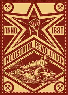 an old poster with a train and star on the front, in red and gold