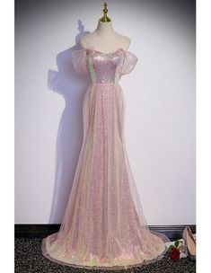 10% off now! glamorous mermaid style long formal gown with dazzling sparkles online. Sheprom offers formal, party, casual & more style dresses to fit your special occasions. Sparkle Gown, Sequin Pink, Character Clothes, School Dance Dresses, Long Formal Gowns, Shiny Dresses, Sequin Prom Dresses, Pink Prom, Mermaid Style