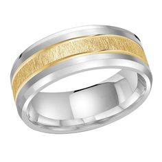 men's wedding band with two tone gold and silver inlayed to it