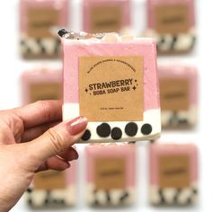 Handmade Strawberry Boba Soap Boba Partea, Classic Milk Tea, Boba Party, Boba Balls, Rose Milk Tea, Strawberry Boba, Boba Straw, Strawberry Fragrance, Strawberry Soap