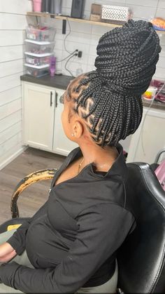 WOMENS  • Braids  • Hair  • Box braids  • Small braids  • Edges   • Fluffy edges  • Style  • Protective styles Close Together Box Braids, Small Full Knotless Braids, Pretty Knotless Braids, Thanksgiving Hairstyles For Black Women, Extra Small Knotless Braids, Short Haircuts For Straight Hair, Braids In A Bun, Maternity Hair, Haircuts For Straight Hair