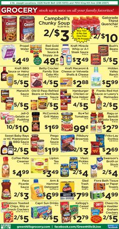 the grocery flyer is shown with prices for groceries and other items, including meats