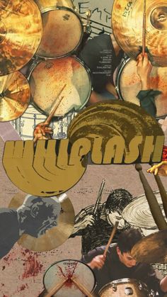 a collage of drums with the word ughash in large letters and images of drummers