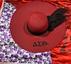 Floppy Hat DST with Greek Symbols Elegant Flat Brim Hat As Gift, Elegant Red Straw Hat For The Beach, Elegant Red Straw Hat For Beach, Black Wide Brim Hat As A Gift, Black Wide Brim Hat As Gift, Elegant Red Sun Hat For Beach, Burgundy Wide Brim Hat For Summer, Burgundy Summer Hat With Curved Brim, Elegant Embroidered Adjustable Hat