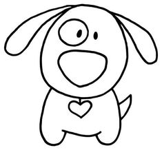 a cartoon dog with a heart in its mouth coloring pages for kids, printable