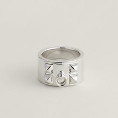 Hermes Cdc Ring In Sterling Silver Created In 1949, The Collier De Chien Collection Has Become Signature Herms Jewelry That Showcases Contemporary And Sculptural Volumes. Made In France Silver 925/1000 Width: 1.2 Cm Size: 50 (Around 4.75-5) Comes With Hermes Ring Box And Ribbon Hermes Ring, Unisex Rings, Hermes Jewelry, Style Party, Silver Logo, Unisex Ring, Office Fashion, Party Fashion, Womens Jewelry Rings