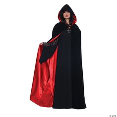 Very versatile, great for many uses and characters. Deluxe black velvet cape with black satin flocked lining. One size fits most female adults. Black dress is not included. . Velvet Cape, Costume Noir, Black Cape, Black Costume, Hooded Cape, Halloween Costume Accessories, Hooded Cloak, Halloween Fancy Dress, Capes For Women