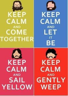 the beatles poster for keep calm and let it be, with four different colored squares