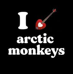 i love arctic monkeys with an electric guitar in the middle and white letters on black background