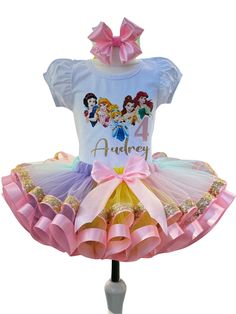 I offer you a beautiful birthday tutu outfit girls. NOTES FOR THE SELLER -Number for personalizing the top. -Name to personalize the vertex. -Need by date. Sleeve for the top - short, long. TOP. The top of it is 100% cotton. Size 3-24 months it is a bodysuit, 2T-10T it is a shirt. (Since it is more handmade always remember the shirt needs to be washed inside out, hand washed and air dried). SKIRT - made of soft tulle, edged at the bottom with a ribbon and decorated with a bow. Tutu is planted on Princess Tutu Dresses, Birthday Tutu Outfit, Princess Tutu, Princess Tiana, Tutu Outfits, Birthday Tutu, Princess Birthday Party, Girls Clothing Sets, Princess Birthday