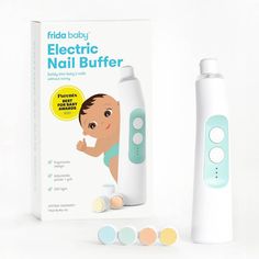 the electric baby nail buffer is next to its packaging