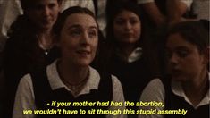 a group of young women sitting next to each other in front of a quote from the movie