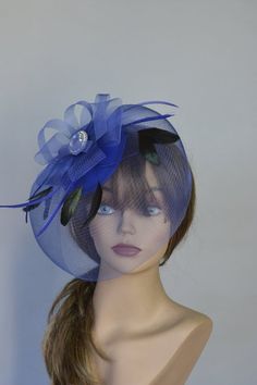 Blue Wedding Head Piece Kentucky Derby Hat Fascinator Wedding Accessory Feathers Pearls Wedding Feathers, Kentucky Derby Themed Party, Dressy Hats, Tea Hats, Fascinator Wedding, Kentucky Derby Fascinator, Rose Hat, Derby Hats Fascinators, Derby Fascinator