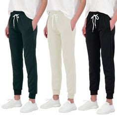 3 Pack: Women's Cotton French Terry Soft Lounge Joggers - Athletic Yoga Sweatpants with Pockets (Available In Plus Size) are comfortable, durable, and fashionable These Womens Cotton Terry Sweatpants joggers are very comfortable to wear around the house, lightweight and breathable, perfect for hot days Our ladies lounge cotton joggers are a casual wardrobe staple that you are going to love to live in. Featuring a tag free pant, super soft fabric, the Real Essentials Womens lounge joggers plus si Yoga Sweatpants, Ladies Lounge, Womens Lounge, Tapered Sweatpants, Athletic Sweatpants, Women Jogger Pants, Sweatpants With Pockets, Soft Joggers, Joggers Womens