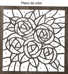 a coloring page with an image of flowers in the center and numbers on it, which are