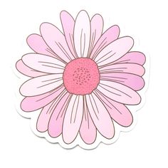 a pink flower sticker on a white background