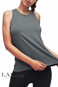 Lasaky - Performance-Enhancing Racerback Tank Top for Yoga and Workouts Gray Racerback Activewear For Summer, Gray Racerback Summer Activewear, Yoga Tank Top T-back, Yoga T-back Tank Top, Solid Color Racerback Tank Top For Training, Solid Color Racerback Tank Top For Gym, Solid Racerback Tank Top For Training, Racerback Tank Top For Training, Moisture-wicking T-back Tank Top For Gym