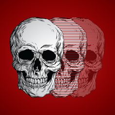 two skulls on a red background