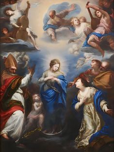 an image of the virgin mary surrounded by angels