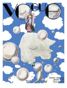 an illustration of a woman flying through the air on top of a white dress and bubbles