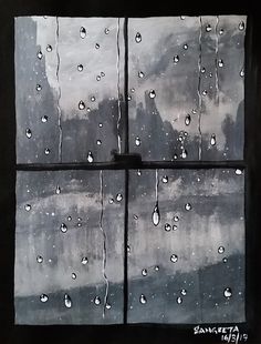 a window that has rain drops on it