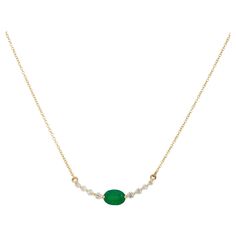 14k Yellow Gold 0.85ctw Oval Emerald and Diamond Curved Bar Necklace Material: 14k Yellow Gold Gemstone/Diamond Details: Approximately 0.85ctw of Oval shaped Emerald. Approximately 0.21ctw of Round Diamonds Measurements: Necklace Measures 18.5″ in Length, Diamond bar measures approximately 1" in Length Fastening: Spring Ring Clasp Item Weight: 2.33g (1.5dwt) Additional Details: This item comes with a presentation box! SKU: G12943 Art Deco Emerald, Anniversary Necklace, Curved Bar, Oval Necklace, Diamond Bar, Emerald Diamond, Bar Necklace, Necklace Designs, Spring Rings