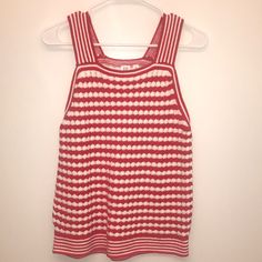 Brand New, Beautiful Crocheted Stripped Tank Top. Fun Detailing On The Straps And Bottom. Red Gap Tops For Spring, Gap Red Tops For Spring, Gap Summer Tops For Vacation, White Trendy Gap Tops, Trendy White Gap Tops, Striped Spring Tops From Gap, Spring Striped Gap Tops, Spring Striped Crochet Top, Striped Crochet Top For Spring