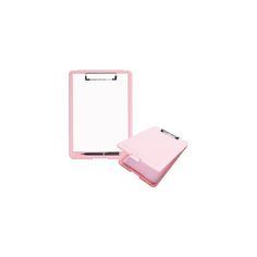 a pink clipboard with a pen on it and a clipboard attached to it