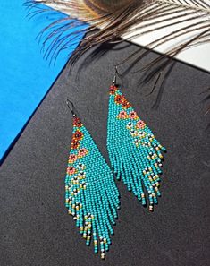 Native Beaded Earrings, Gifts Boho, Beadwork Earrings, Beaded Fringe Earrings, Beaded Earring, Earrings Chandelier, Jewelry Turquoise, Earrings Colorful, Earring Ideas