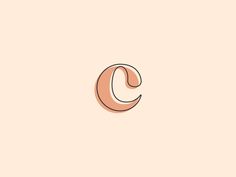 the letter c is made up of thin lines and shapes on a light pink background