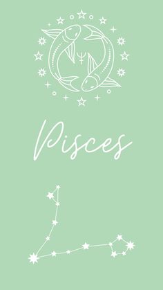 the zodiac sign pisces on a green background, with stars in the sky