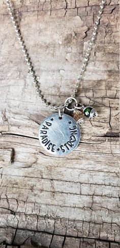 Handstamped pewter charm with glass beads and chain Inspirational Nickel-free Silver Charm Necklaces, Inspirational Nickel-free Metal Jewelry, Nickel-free Metal Inspirational Jewelry, Inspirational Silver Nickel-free Charm Necklaces, Inspirational Nickel-free Silver Necklace, Inspirational Adjustable Nickel-free Charm Necklaces, Adjustable Inspirational Nickel-free Charm Necklace, Adjustable Hand Stamped Metal Necklace, Adjustable Hand Stamped Silver Necklace