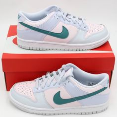 New With Box 100% Authentic With Proof Of Purchase Available Nike Dunk Low Mineral Teal (Gs) Size 6.5y Style Fd1232-002 Size 6.5y Style Fd1232-002 Colorway Football Grey/Mineral Teal/Pearl Pink Release Date 11/18/2022 Nike Dunks Low White Mint, Nike Dunks Kids, Nike Dunk Low Valerian Blue, Nike Dunks Multi Color, Nike Dunk Low Teal Zeal, Nike Low-top Turquoise Sneakers, Toddler Nike Shoes, Nike Kobe Bryant, White Athletic Sneakers