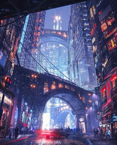 an image of a futuristic city at night