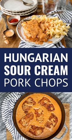 the hungarian sour cream pork chops are ready to be eaten